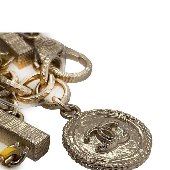 CHANEL - CC Chain Link Gold Tone Leather Bracelet - New w/ Tags - Picture 9 of 16